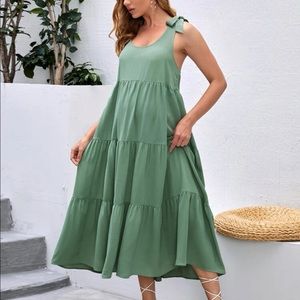 Olive SHEIN Tiered Dress